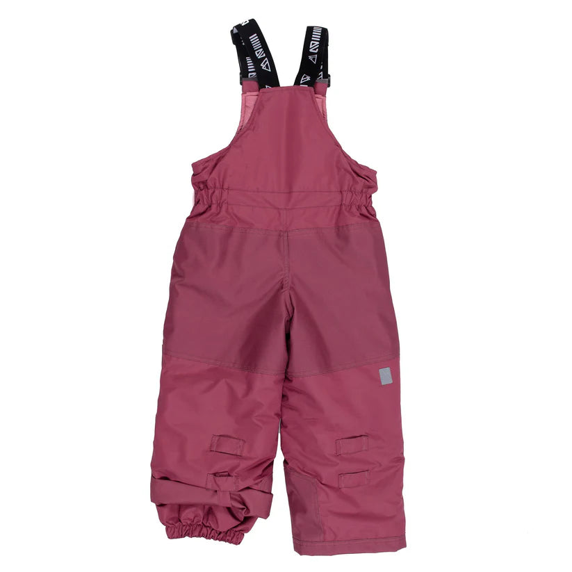 Habit de neige - Nanö rose foncé avec bretelles noires, isolation chaude, pour enfant, vue de dos.