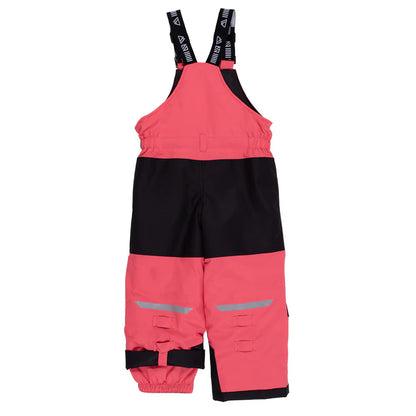 Habit de neige - Nanö pantalon de neige rose et noir pour fille avec bretelles réglables, vue de dos.