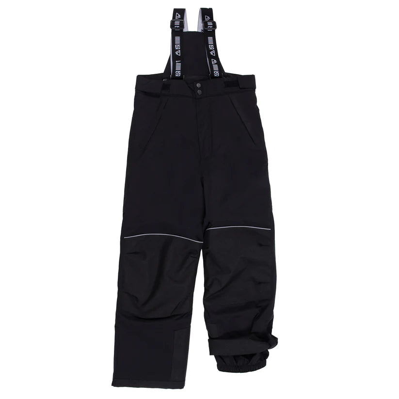 Habit de neige - Nanö noir avec bretelles réglables, protection renforcée genoux, pour garçon, vue de face.