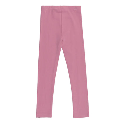 Legging - Nanö en jersey côtelé rose uni avec taille élastique, pour fille, vue de face.