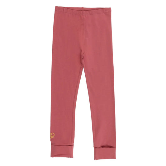 Legging - Nanö en jersey uni rose vieux avec taille élastique et ourlets pliables, pour fille, vue de face.
