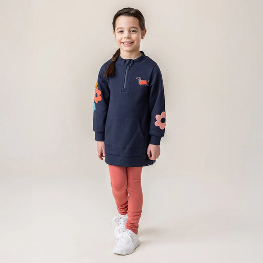 Legging - Nanö saumon en jersey extensible pour fille, taille élastique, porté sur mannequin, vue de face