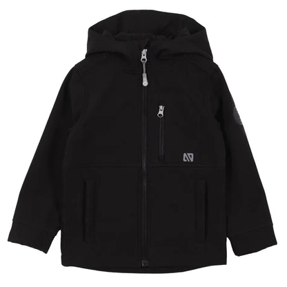 Manteau Mi-Saison - Nanö noir avec capuche, fermeture éclair YKK, poches zippées, pour garçon, vue de face