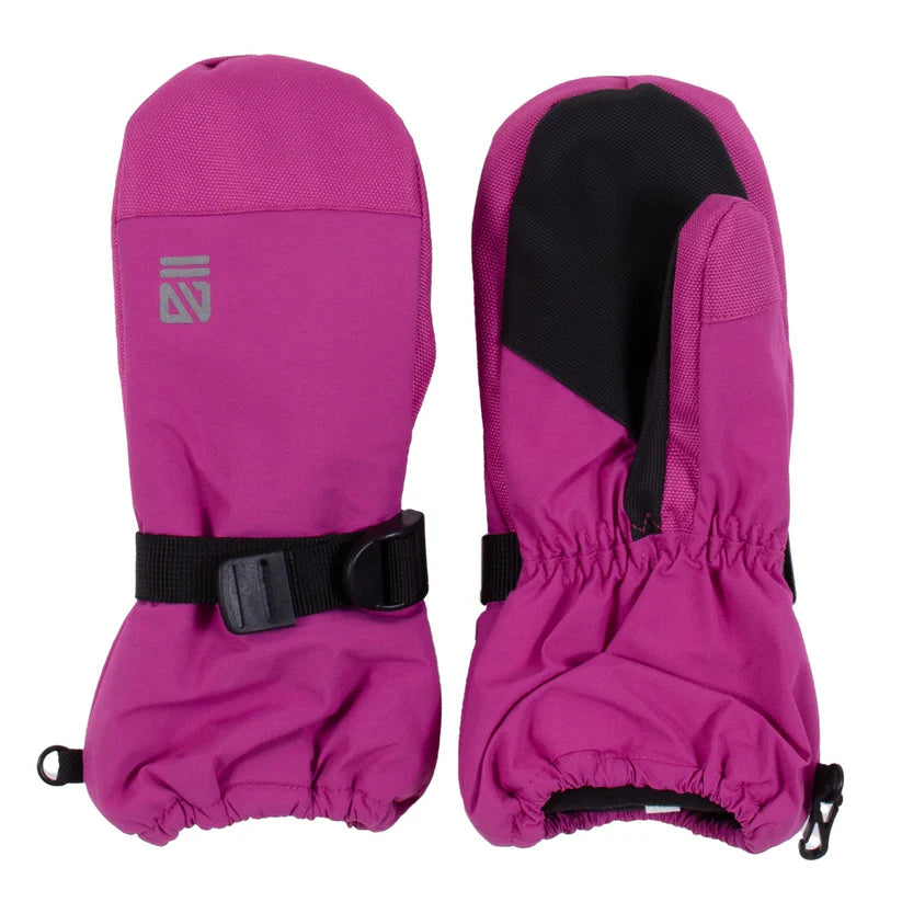 Mitaines d'hiver - Nanö rose fuchsia en nylon avec doublure sherpa, résistantes à l'eau, taille enfant, vue dessus et dessous