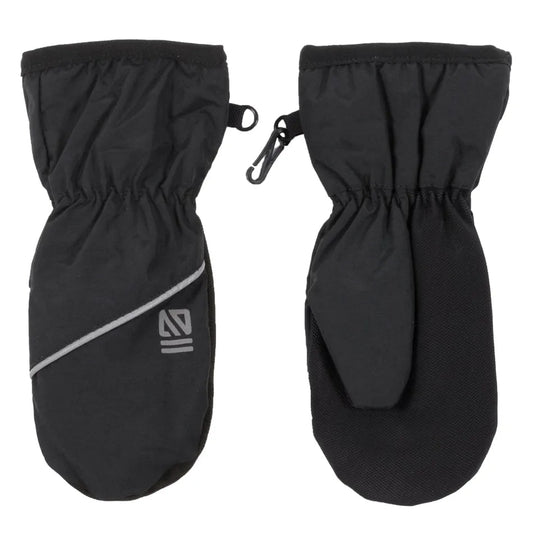 Mitaines Mi-Saison - Nanö noires en nylon avec doublure micropolaire, vue de face et dos, taille enfant, style mi-saison.