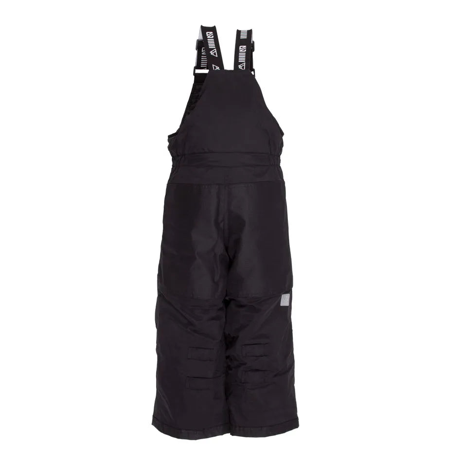 Salopette de neige - Nanö noire en polyester imperméable pour enfant, vue de face, bretelles réglables