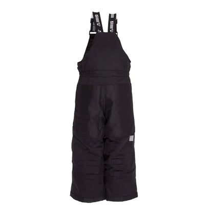 Salopette de neige - Nanö noire en polyester imperméable pour enfant, vue de face, bretelles réglables