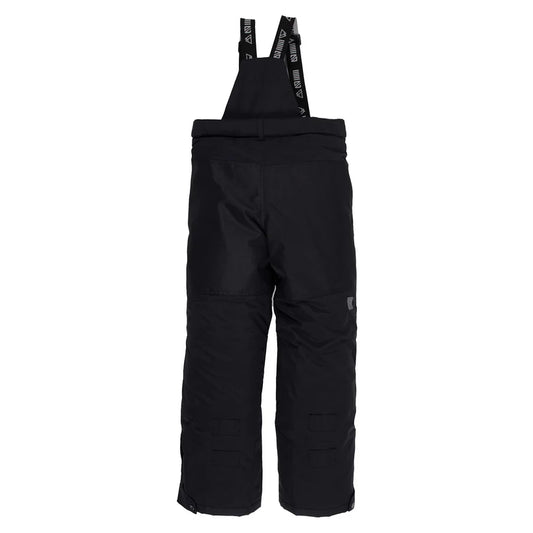 Salopette de neige - Nanö noire avec bretelles réglables, pantalon doublé isolant pour enfant, vue de face.