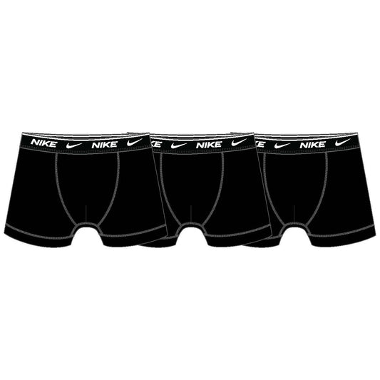 3 Paires de boxers - Nike noirs en coton avec ceinture élastique logo blanc, coupe classique, vue de face, pour garçon