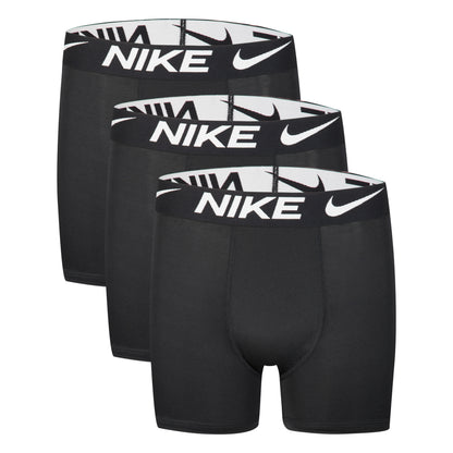 3 Paires de boxer - Nike noirs en polyester avec ceinture élastique blanche et logo Nike, coupe classique, vue de face.