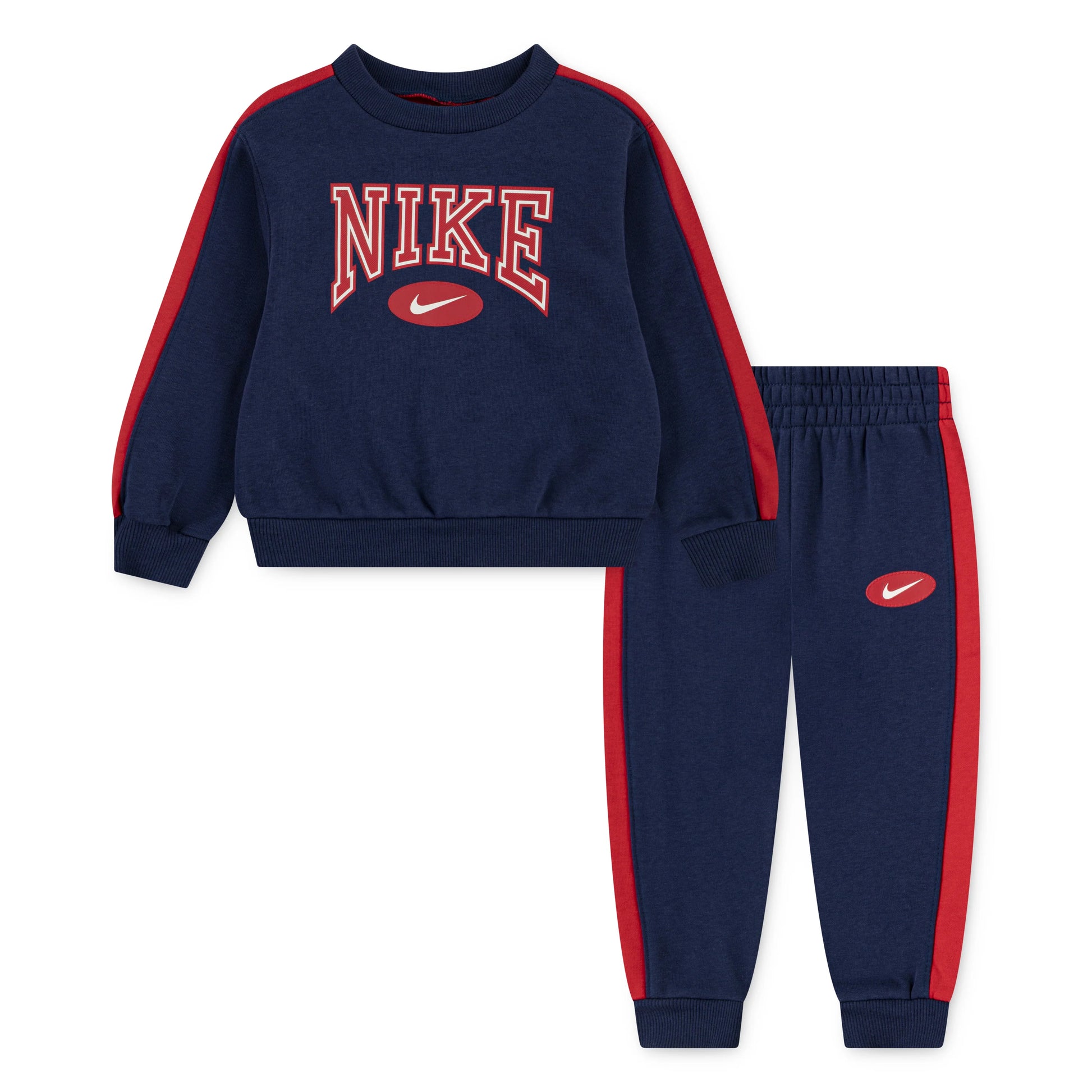 Ensemble - Nike bleu marine et rouge en coton polyester, style sweat et pantalon pour garçon, vue de face
