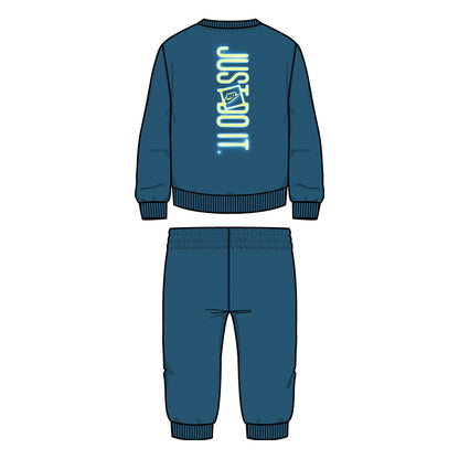 Ensemble - Nike bleu marine en coton polyester pour garçon avec sweat à col rond et jogging, vue de dos