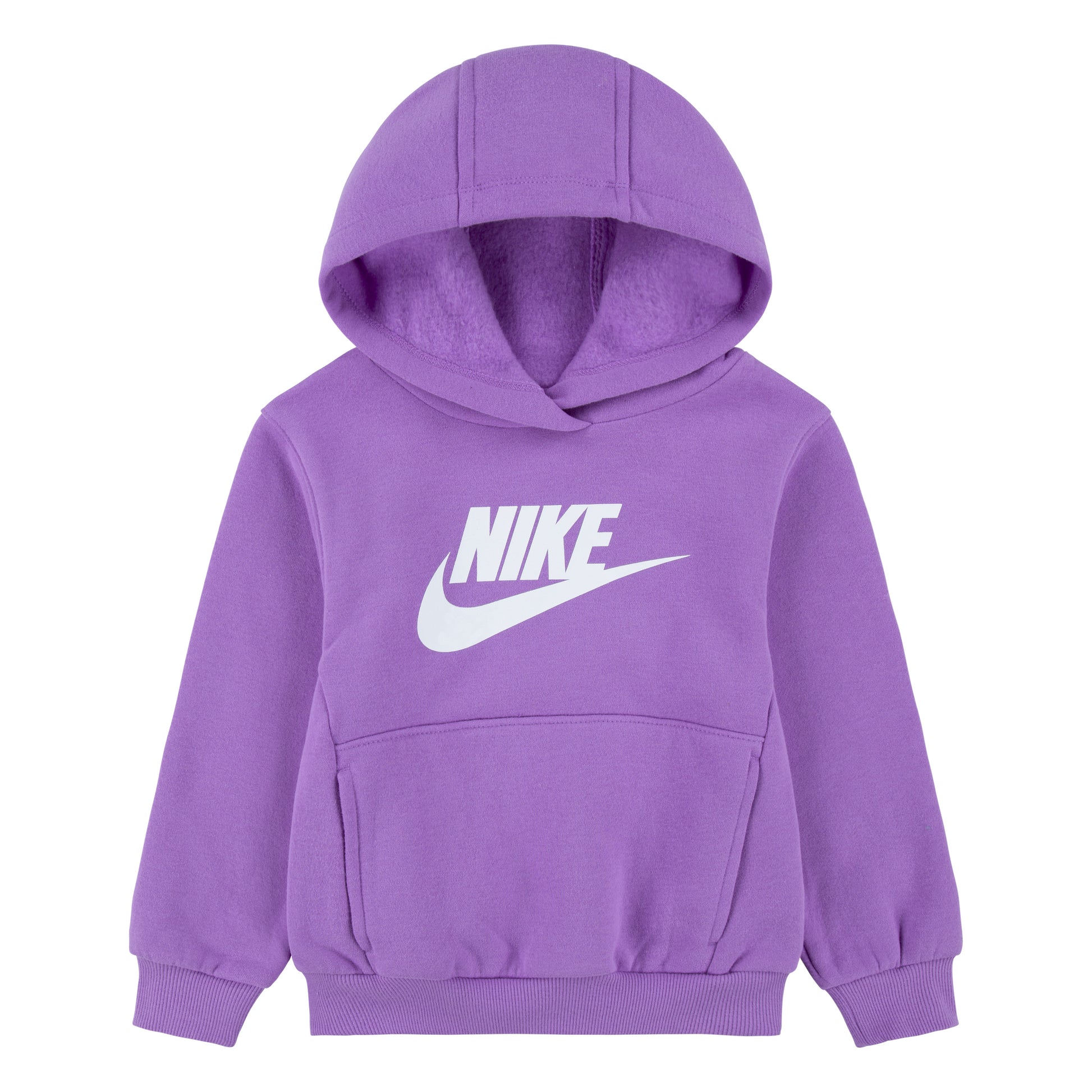 Hoodie - Nike violet en molleton doux avec logo blanc, capuche, poches kangourou, pour fille, vue de face