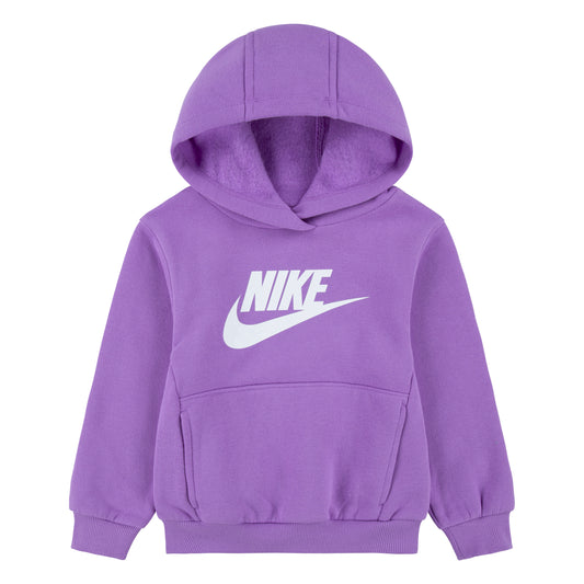 Hoodie - Nike violet en molleton doux avec logo blanc, capuche, poches kangourou, pour fille, vue de face