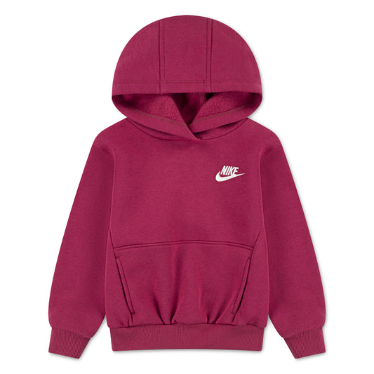 Hoodie - Nike fille bordeaux en coton polyester avec poche kangourou et capuche, vue de face.