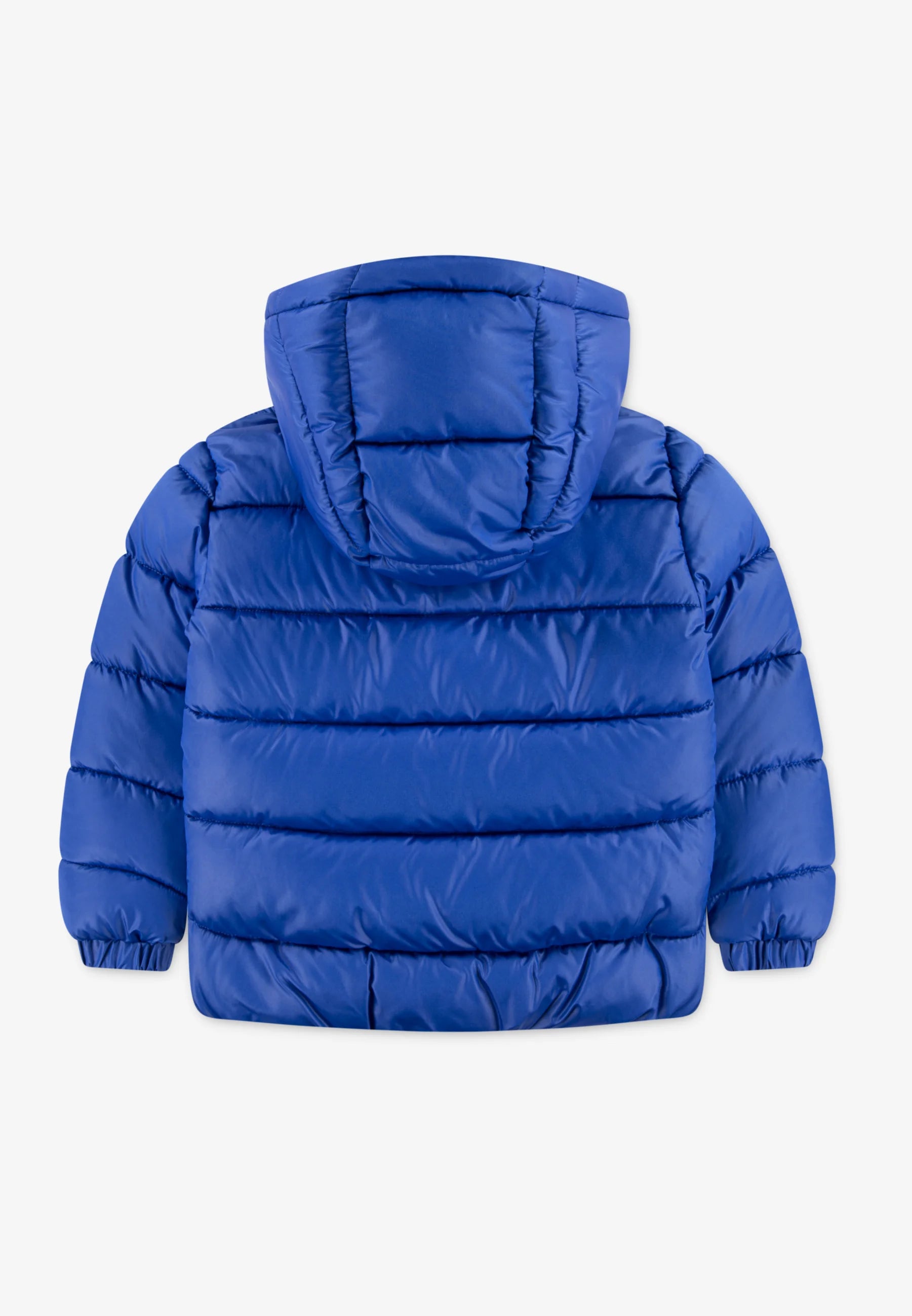 Manteau Mi-Saison - Nike bleu royal matelassé avec capuche, isolation duvet, pour enfant, vue de dos