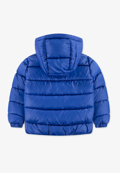 Manteau Mi-Saison - Nike bleu royal matelassé avec capuche, isolation duvet, pour enfant, vue de dos