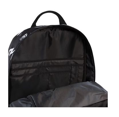 Sac à dos - Nike noir en polyester avec compartiments intérieurs organisés, vue détail intérieur ouvert.