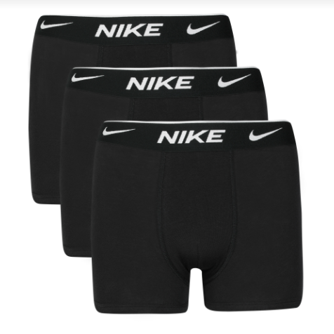3 paires de boxer - Nike noirs, ceinture élastique logo blanc, coton extensible, pour garçon, vue de face en lot