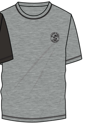 Chandail U.V - Northcoast gris et manches noires en nylon spandex, style enfant, vue de face avec logo poitrine