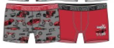 Paquet de 2 Boxers - Nortcoast gris à motifs rouges et rouges unis avec ceinture noire, pour garçon, vue de face