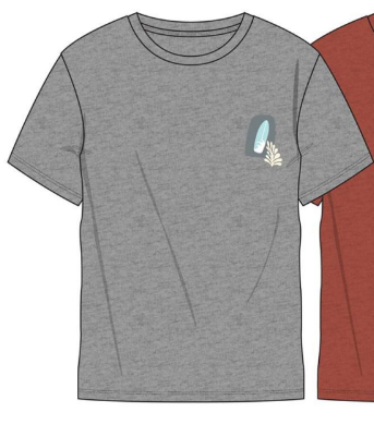 T-Shirt - North Coast gris avec petit motif bleu et beige, 60% coton 40% polyester, pour garçon, vue de face