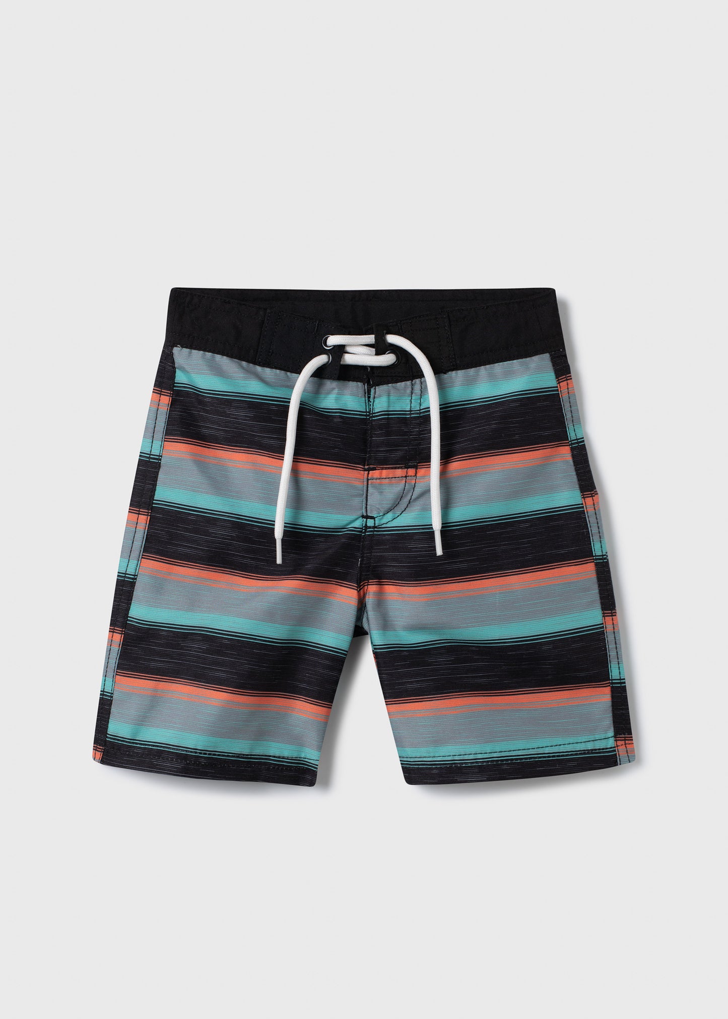 Maillot de bain - Northcoast culotte filet ajustable rayée turquoise et orange pour garçon vue de face