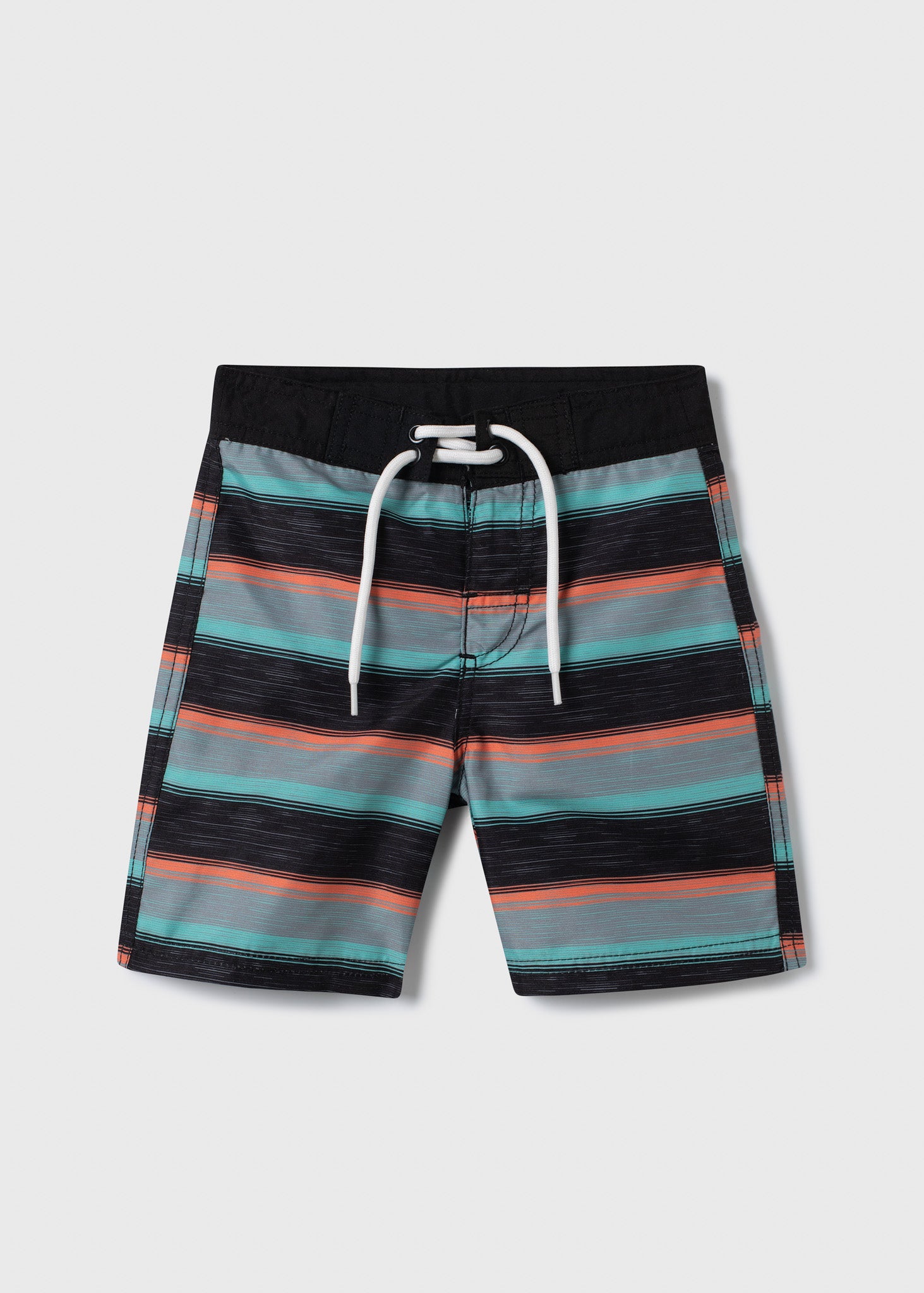 Maillot de bain - Northcoast culotte filet ajustable rayée turquoise et orange pour garçon vue de face