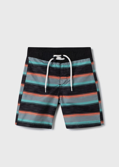 Maillot de bain - Northcoast culotte filet ajustable rayée turquoise et orange pour garçon vue de face