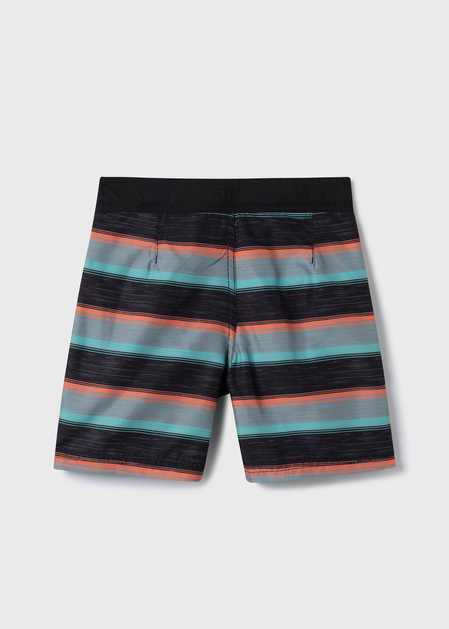 Maillot de bain - Northcoast culotte filet ajustable rayée noir bleu turquoise et orange, garçon, vue de dos.