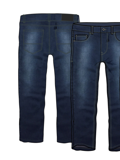 Jeans - Northcoast bleu denim foncé effet délavé, taille ajustable, garçon, vue de face et dos.