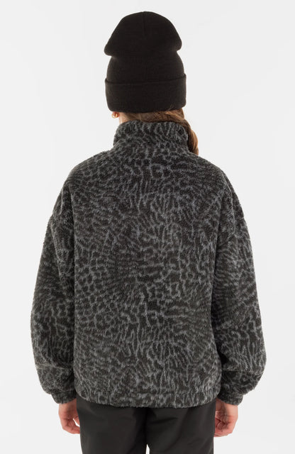 Veste HIGH PILE FZ - O'Neill en molleton gris à motifs animalier, col montant, manches longues, pour fille, vue de dos