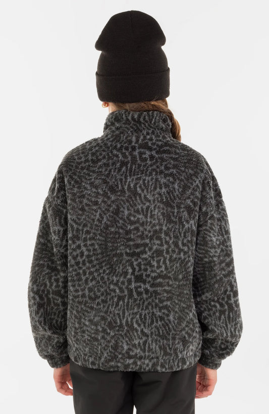 Veste HIGH PILE FZ - O'Neill en molleton gris à motifs animalier, col montant, manches longues, pour fille, vue de dos