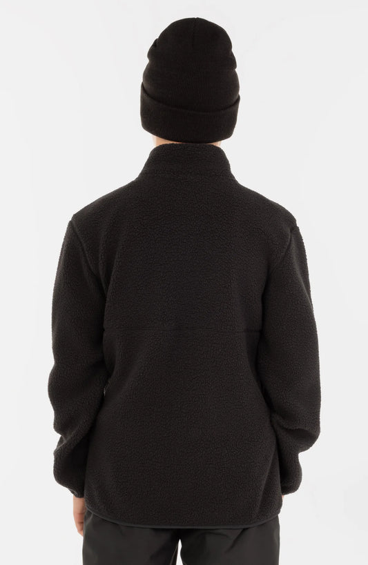 Veste HIGH PILE FZ - O'Neill noire en molleton recyclé à poils longs, col montant, pour garçon, vue de dos