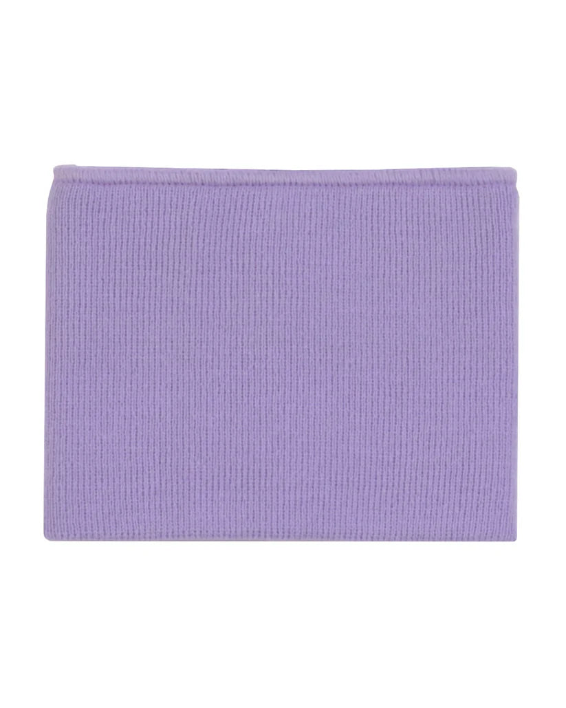 Cache-cou d'hiver - Peluche & Tartine en tricot violet uni double épaisseur, 100% acrylique, pour enfant, vue de face.