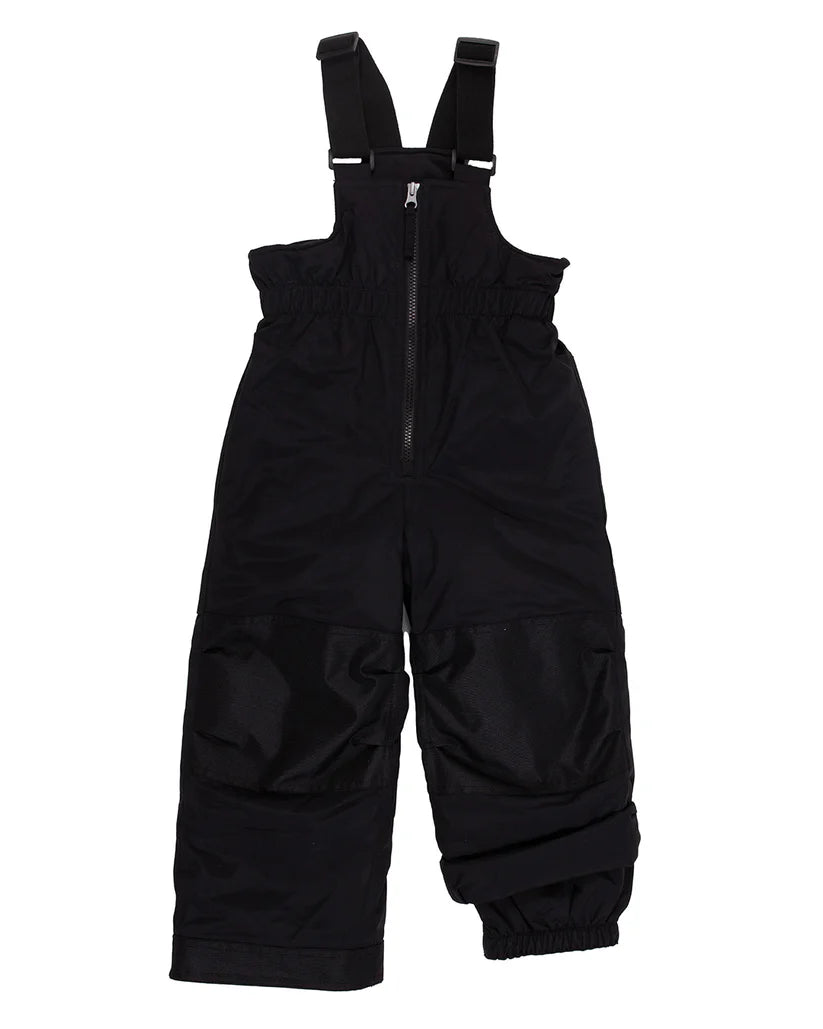 Habit de neige - Peluche & Tartine noir en tissu isolant imperméable, bretelles ajustables, pour fille, vue de face.