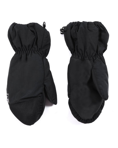 Mitaines d'hiver - Peluche et Tartine noires en tissu isolant pour bébé 12-24 mois, vue face et dos.