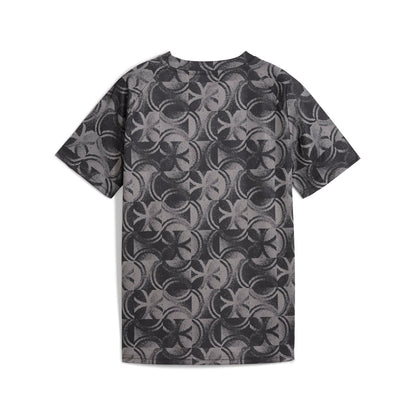 Jersey Manchester - Puma garçon en polyester gris foncé et noir avec motifs géométriques, vue de dos.