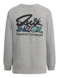 Chandail - Quiksilver gris à manches longues avec logo multicolore imprimé au dos, pour garçon, vue de dos.