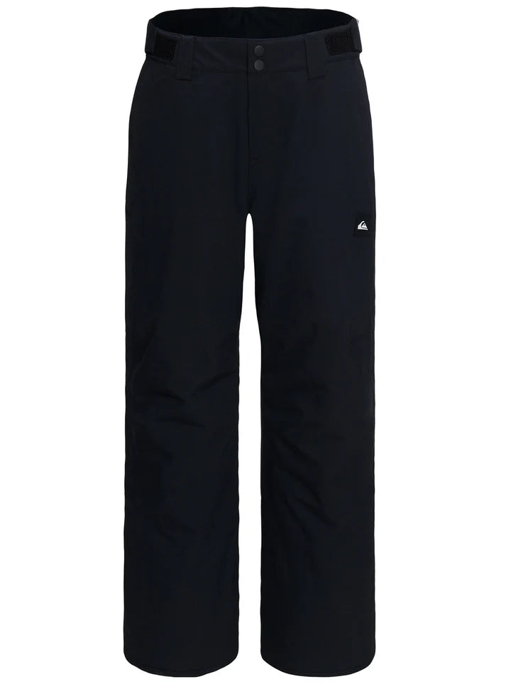 Pantalon de neige - Quiksilver noir en tissu imperméable pour garçon, coupe droite, vue de face.