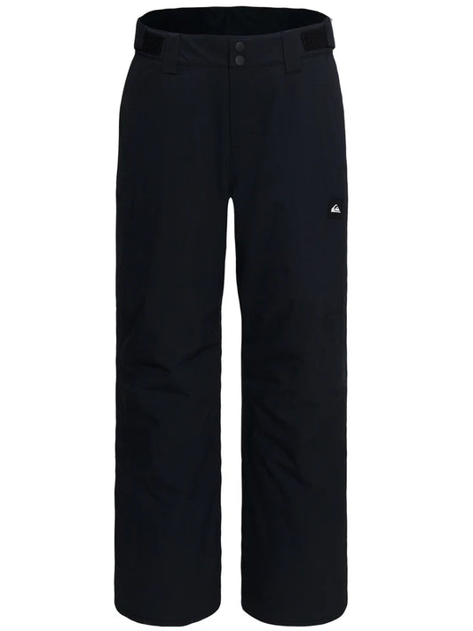Pantalon de neige - Quiksilver noir en tissu imperméable pour garçon, coupe droite, vue de face.