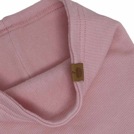 Cache-cou Mi-Saison - Calikids rose côtelé pour enfant vue en détail du col et de la couture