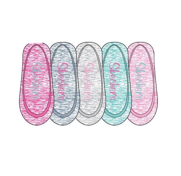 5 Paires de bas - Skechers en coton mélangé multicolores, tons rose, bleu et blanc, pour fille, vue de dessus.