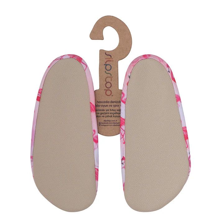 Slip Stop chaussons rose imprimé floral pour enfant, tissu respirant, semelle antidérapante, vue dessous
