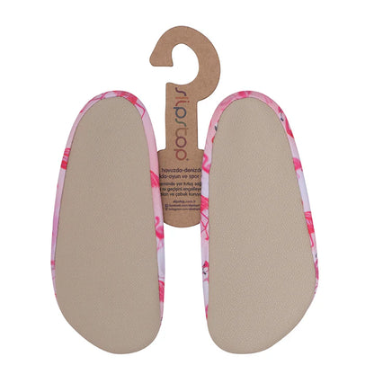 Slip Stop chaussons rose imprimé floral pour enfant, tissu respirant, semelle antidérapante, vue dessous