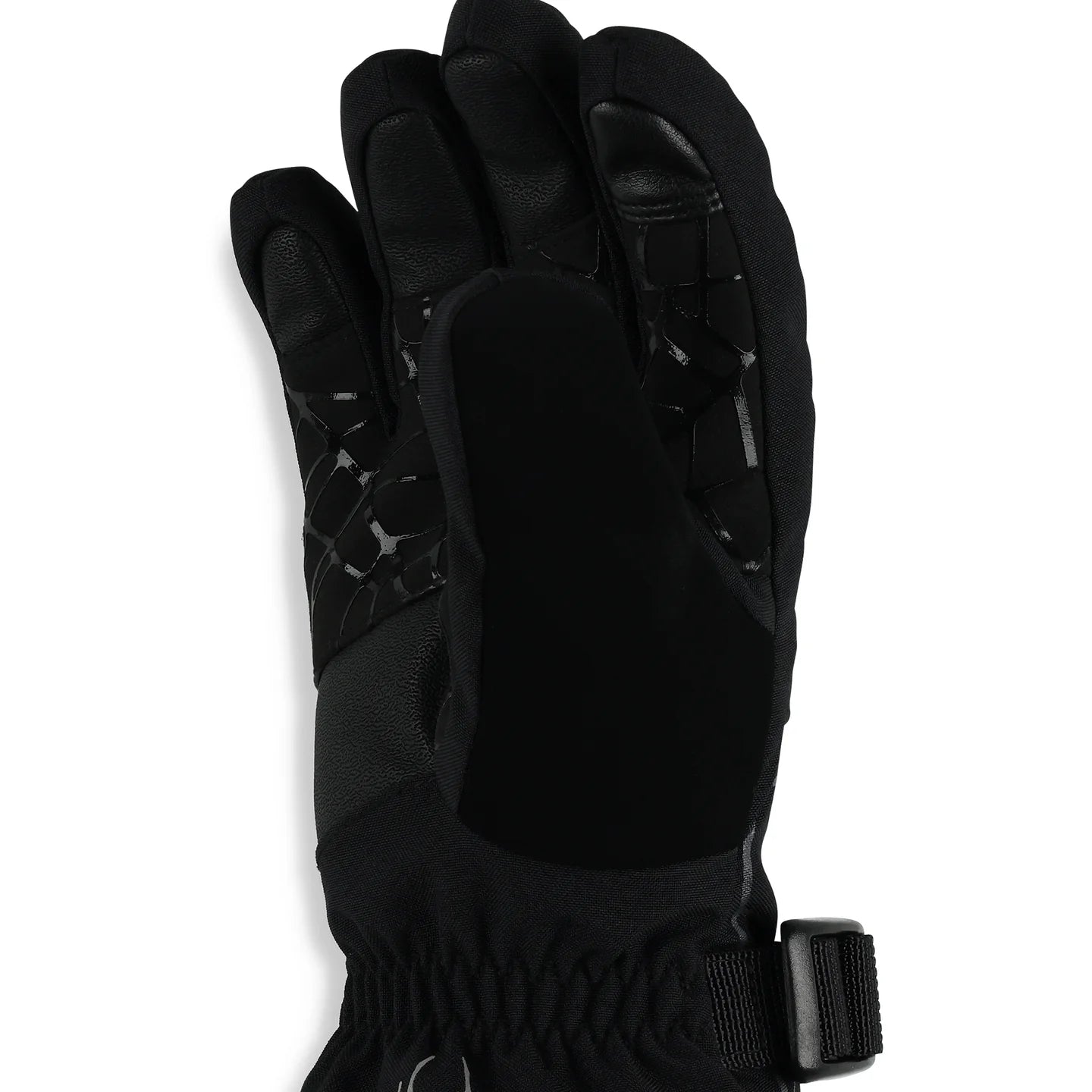 Gants D'hiver Overweb - Spyder noirs en tissu polyester avec renfort cuir, isolation PrimaLoft, vue de dos main gauche.