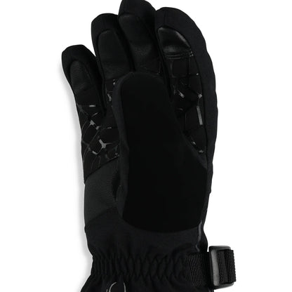 Gants D'hiver Overweb - Spyder noirs en tissu polyester avec renfort cuir, isolation PrimaLoft, vue de dos main gauche.