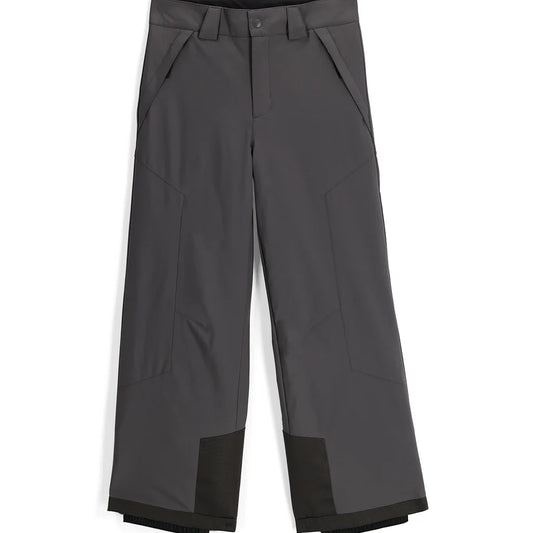 Pantalon de neige Power - Spyder gris foncé en polyester recyclé, isolation thermique, garçon, vue de face.