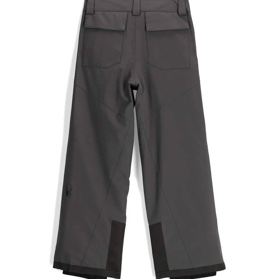 Pantalon de neige Power - Spyder gris foncé avec poches arrière, renforts noirs bas, pour garçon, vue de dos