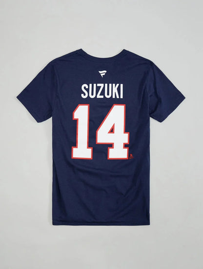 T-Shirt - Suzuki - 3 Pour 60$ bleu marine en coton avec numéro blanc bordé rouge, style enfant, vue de dos.